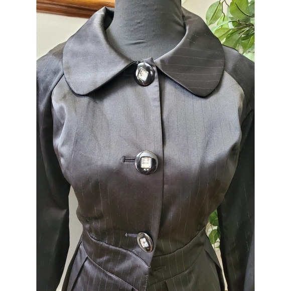 Fabulosity Women Solid Black Polyester Long Sleeve Buttons Front Long Jacket XL - Picture 2 of 12
